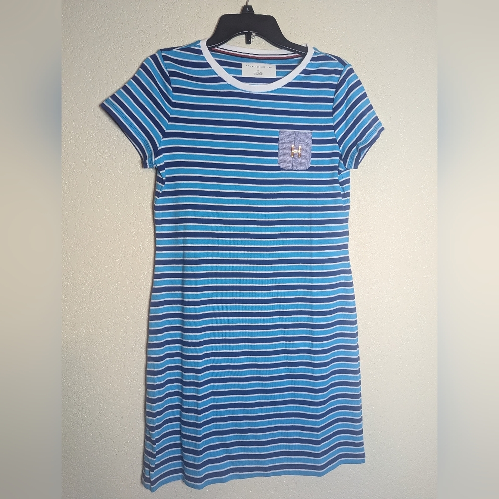 Tommy Hilfiger Striped w/ Pocket Women T-Shirt Dress Size - M